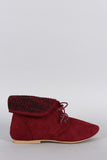 Bamboo Sweater Cuff Lace Up Bootie