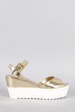 Bamboo Metallic Two Tone Wedge