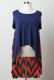 Plus Size Chevron Chiffon High-Low Top