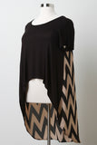 Plus Size Chevron Chiffon High-Low Top