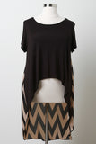 Plus Size Chevron Chiffon High-Low Top