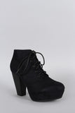 Refined Lace Up Stacked Bootie