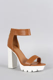 Qupid Open Toe Lug Sole Platform Heel