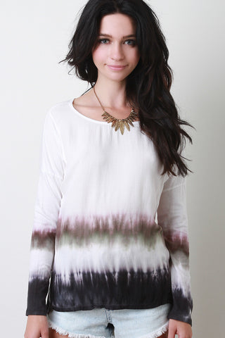 Tie Dye Long Sleeve High Low Top