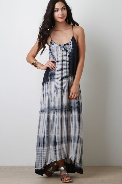 Tie Dye Sleeveless High Low Maxi Dress