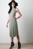 Scooped Armhole Midi Shift Dress