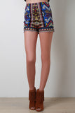 Tribal Print High Waisted Shorts