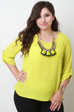 Plus Size Chiffon Necklace Top