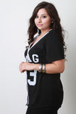 Plus Size Swag Baseball Jersey Top