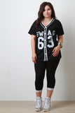 Plus Size Swag Baseball Jersey Top