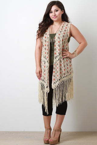 Plus Size Bohemian Fringe Vest