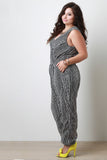 Plus Size Striped Chiffon Surplice Jumpsuit