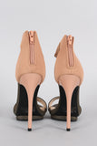 Qupid Sleek Contrasting Snake Open Toe Heel