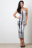 Tie Dye Bodycon Strapless Dress