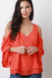 Crepe Chiffon Open Shoulder Top