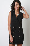 Button Surplice Sleeveless Mini Dress