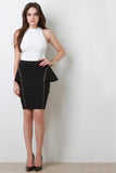 Triple Zipper Peplum Pencil Skirt