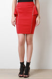 Triple Zipper Peplum Pencil Skirt