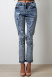 Distressed Acid Wash Denim Jeans
