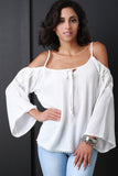 Crepe and Crochet Off Shoulder Top