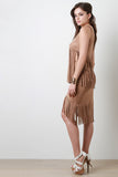 Suede Sleeveless Fringe Top