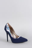 Qupid Floral Print Pointy Toe Stiletto Pump