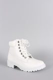 Round Toe Lace Up Lug Sole Work Ankle Boots