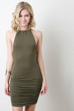 Ruched Halter Inspired Bodycon Dress