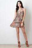 Bohemian Caged Yoke Shift Dress