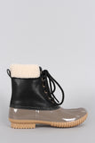 Faux Shearling Ankle cuff Lace Up Duck Ankle Boots