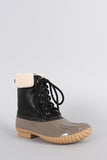 Faux Shearling Ankle cuff Lace Up Duck Ankle Boots