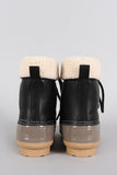 Faux Shearling Ankle cuff Lace Up Duck Ankle Boots