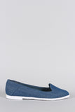 Bamboo Denim Pointy Toe Slip On Loafer Flat