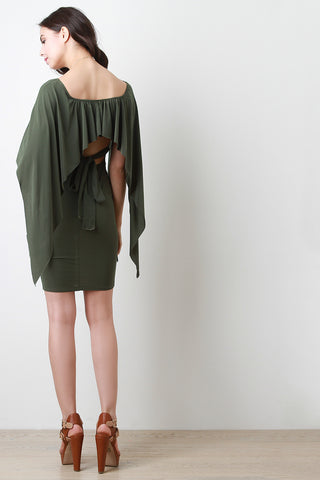 Handkerchief Sleeve Midi Dress