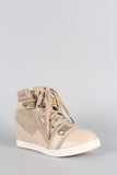 Liliana Zipper Perforated High Top Lace Up Wedge Sneaker