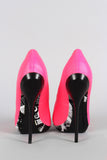 Liliana Magazine Print Neon Pointy Toe Stiletto Pump