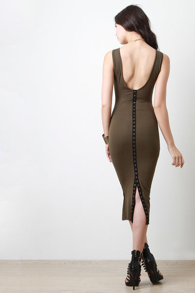 Ring Stud Back Midi Dress