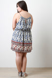 Plus Size Floral Border Print Casual Dress