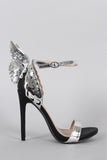 Shoe Republic LA Angle Wings Two Tone Ankle Strap Heel