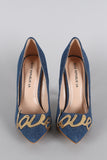 Shoe Republic LA Denim Love Pointy Toe Stiletto Pump