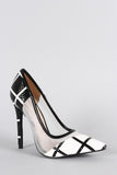 Shoe Republic LA Mesh Two Tone Textured Grid Pointy Toe Pump