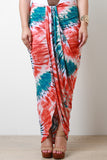 Plus Size Tie Dye Drape Maxi Skirt