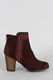 Qupid Tribal Embroidered Ankle Boots