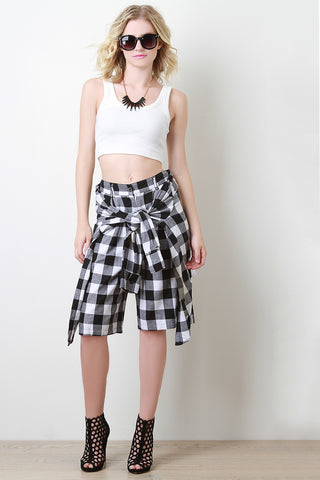 Plaid Shirt Tie Shorts