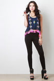 Neon Fringe Tribal Top