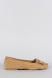 Bamboo Suede Bow Fringe Slip On Moccasin Flat