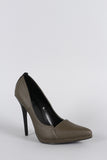 Qupid Snake Embossed Pointy Toe Contrast Stiletto Pump