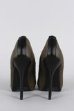 Qupid Snake Embossed Pointy Toe Contrast Stiletto Pump