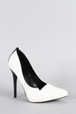 Qupid Snake Embossed Pointy Toe Contrast Stiletto Pump