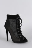 Qupid Mesh Lace Up Booties